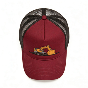 Casquette de camionneur brodée motif excavatrice marron, 6 panneaux, en maille respirante, réglable, à fermeture snapback pour l'extérieur - Product Image 4