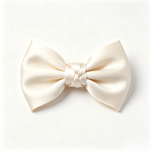 Élégant nœud en satin blanc crème pré-noué pour bouquet de mariage minimaliste, boîte cadeau de fête prénuptiale, ornement floral - Product Image 1
