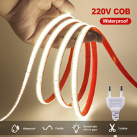 Bande LED COB haute densité 220V, étanche IP65, unité de découpe 10CM, 240 LED/M, température de couleur multiple, ruban flexible pour