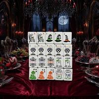 Jeu de Mahjong américain complet, ensemble de 160 tuiles en acrylique durable, noir, livraison rapide, série Halloween Ghost, jeu de société miniature portable