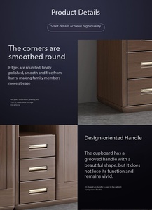 Armoire de style shaker américain en noyer avec poignées dorées, étagères ouvertes, tiroirs, montage facile, taille personnalisée, armoire de rangement pour chambre à coucher - Product Image 4