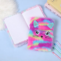 Cuaderno de Regalo para Niños con Cubierta de Felpa de Dibujos Animados A5, Diario con Bordado de Gatito Adorable, Encuadernación Perfecta - Cuaderno Chino