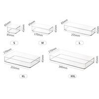 Boîte de rangement transparente moderne pour maquillage en PET Conception détachable Injection multifonctionnelle de forme rectangulaire pour articles divers de salle de bain