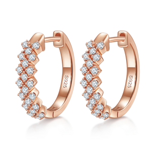 ต่างหูสามแถวครึ่ง0.51CT S925เพชรโมอิสสีเงินเกรดดี - Product Image 2