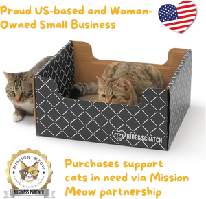 Hide & Scratch Cardboard <b>Cat</b> Scratcher <b>Box</b> & <b>Bed</b> - Dark Grey Diamond | Double-Sided Corrugated Pad for Indoor <b>Cats</b> - Product Image 5