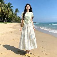 Ensemble complet de robes florales pour femmes, nouveau style 2026, ensemble assorti magnifiquement élégant, robe longue, été