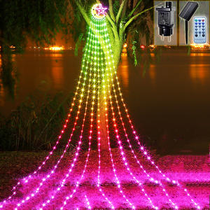 Luna al aire libre Navidad decoración luces impermeable IP65 <span class=keywords><strong>Solar</strong></span> Control remoto pentagrama <span class=keywords><strong>cascada</strong></span> luces para correr - Product Image 1