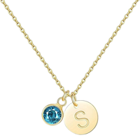 Collier en acier inoxydable plaqué or 18 carats avec fleur en zircon classique, pierre de naissance du zodiaque, cadeau pour femme