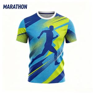 OEM Custom logo Digital Print Knitted Sporty Marathon Team Event Promotion Men's T-Shirt Polyester Running Gym Dry-Fit Sport Tee - Product Image 1