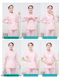 Infirmières vêtements fendus tenues femmes à manches longues deux pièces bleu col rond manches courtes mince salopette <span class=keywords><strong>dentaire</strong></span> - Product Image 5