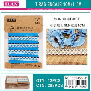 Cinghie in pizzo ILAN 1 cm x 1,5 m colore caffè per decorazioni e lavori artigianali - Product Image 3