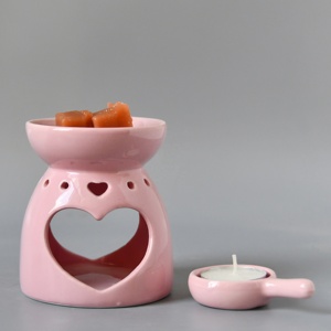 Bruciatore di Oli Essenziali in Ceramica Fatto a Mano con Design a <span class=keywords><strong>Cuore</strong></span> Cavo, Scaldacera per Aromaterapia, Portacandele Tealight per Arredamento Casa - Product Image 4