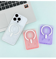Étui de téléphone transparent personnalisé avec porte-cartes magnétique, coque de téléphone transparente mate en PC, pochette pour cartes pour iPhone 18 17