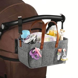 Cesta Multiusos para Pañales, Caja de Almacenamiento de Fieltro con Bolsillo, Cesta Portátil para Toallitas Húmedas para Bebés con Compartimento - Product Image 5