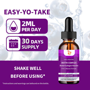 Suplemento de Belleza al por Mayor de Fábrica: Gotas Líquidas de Biotina Compleja con Vitamina B12 y Péptidos de Colágeno - Product Image 4