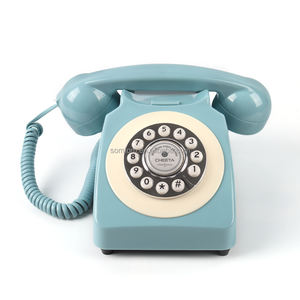 Téléphone sans fil vintage bleu antique avec carte SIM 4G, téléphone <span class=keywords><strong>fixe</strong></span>, décoration ancienne - Product Image 1
