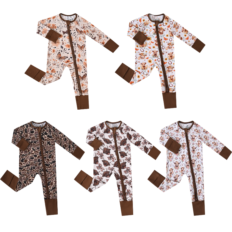 Geruisi Custom Character Bamboo Baby Clothes Kids Baby Pajamas Zippy Clothing Western Sleeper Sleepwear