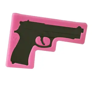 Forma de silicone em forma de pistola, ferramentas de cozimento 3d, molde de pistola, molde para fondant, decoração de bolo