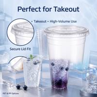 Cangkir Plastik PP Bentuk U dengan Logo Custom untuk Minuman Bubble Tea, Milk Tea, Boba, Cangkir Minuman Sekali Pakai Transparan, Suplai Grosir