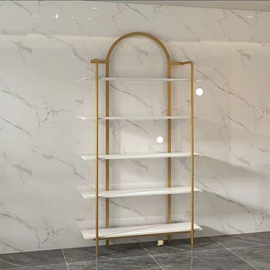 Exhibidor de Esmalte de Uñas de Acero Inoxidable Dorado con 3 Estantes, Mueble de Almacenamiento de Cosméticos, 2026 - Product Image 1