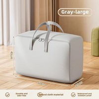 Sac de déménagement portable gris extra large en tissu imperméable fermeture éclair grande capacité sac de rangement pour vêtements couettes organisateur avec poignées