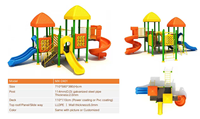 Structure de jeu commerciale combinée avec toboggan, barrière de sécurité et plateforme – Grands toboggans extérieurs pour parcs, maternelles et communautés