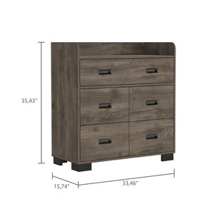 Commode à 5 tiroirs Edgemont en brun foncé, meubles élégants pour le rangement de la chambre - Product Image 5
