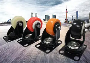 2in/50mm PU/PVC Threaded Stem Caster Wheel With Brake For Furniture/shelf/rack Small Wheels For Carts