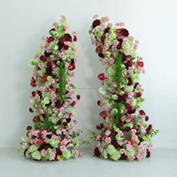Groothandel Groene Rozen Hoorn Bloemenboog voor Bruiloft Zijden Bloemenboog voor Bruiloft Achtergrond Stof Bruiloft Boog Bloemen