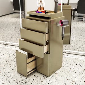 Chariot de Salon en Métal Blanc avec 2 Tiroirs et 4 Roues pour un Déplacement Facile – Idéal pour Salons de Coiffure - Product Image 2