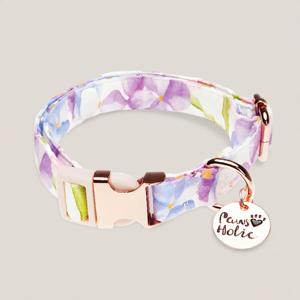 Collar de Perro de Algodón Estampado con Diseño Floral Moderno y Elegante de Lujo, Talla S, Suave, Duradero, Personalizado y Ajustable - Product Image 1