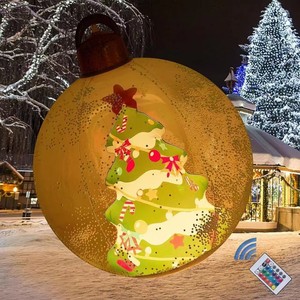 PVC Christmas Ball With Lighted <b>Tree</b> Design Round Ornament For Holiday Decorations - Product Image 4