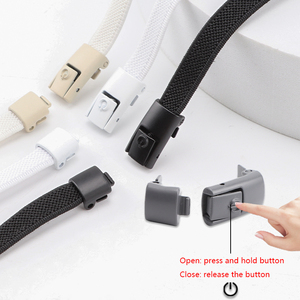 LƯỜI BIẾNG đàn hồi dây giày kim loại đầy màu sắc nút bấm khóa phẳng đàn hồi Dây giày không có Tie Sneakers dây giày - Product Image 2