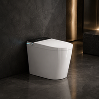 WC intelligent monobloc en céramique avec couvercle à ouverture/fermeture automatique, bidet à capteur, chasse d'eau, siège chauffant, séchoir à air chaud, fixation au sol
