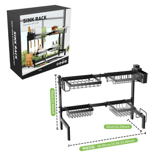 Scolapiatti da <span class=keywords><strong>cucina</strong></span> a 2 livelli da posizionare sopra il lavello, grande, regolabile, salvaspazio, <span class=keywords><strong>per</strong></span> piatti e ciotole - Product Image 6