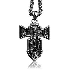 Collares con Cruz de Jesús, Colgantes de Crucifixión, Joyería Cristiana, Diseño Clásico Vintage para Hombre - Product Image 1