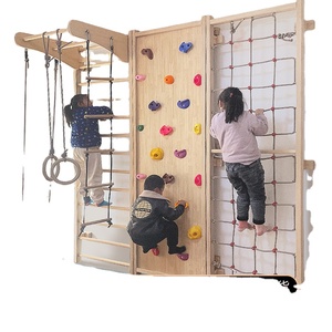 Khung leo núi trong nhà bằng gỗ cho trẻ em mẫu giáo, giáo dục sớm, rèn luyện thể chất cho bé, thang gỗ chắc chắn tích hợp xích đu - Product Image 3