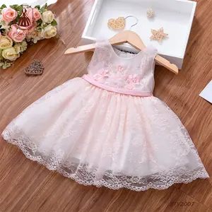 Outong Yoliyolei 2022 राजकुमारी, कपड़े सफेद वर गुलाबी फूल पोशाक फैशन बच्चे संगठन Wholesales के लिए पार्टी पहनने लड़की/