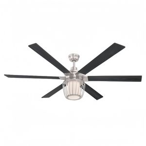 153cm Indoor <b>Ceiling</b> Fan with <b>Dimmable</b> <b>LED</b> <b>Light</b> Reversible Wengue/Beech Blades Brushed Nickel Finish Remote Control CE GS RoHS - Product Image 1