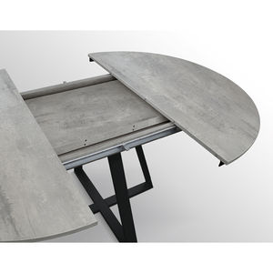 Melania Extendable Round <b>Table</b> 120-170 Cm Cement Grey Melamine <b>Top</b> Iron Base Indoor Use - Product Image 5