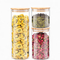 Bocaux de Conservation en Verre Borosilicate pour Aliments, Couvercles en Bois, Hermétiques, pour Voyage, Tailles 65mm/85mm/100mm, Soufflés à la Main