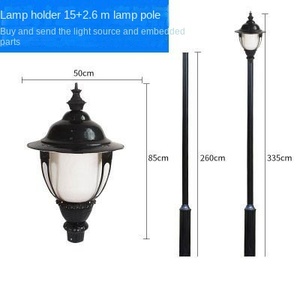 Farola de Jardín Exterior de Hierro de 2.6M con Lámpara LED y Pantalla de Cristal, IP66, AC 220V, Montaje Semiempotrado No Desmontable, Alimentación Solar con Sensor de Movimiento - Product Image 1