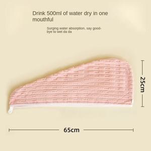 Serviette <span class=keywords><strong>de</strong></span> séchage pour cheveux en microfibre absorbante, serviette Baotou, personnalisable pour femmes, couleur unie, coton, séchage rapide - Product Image 3