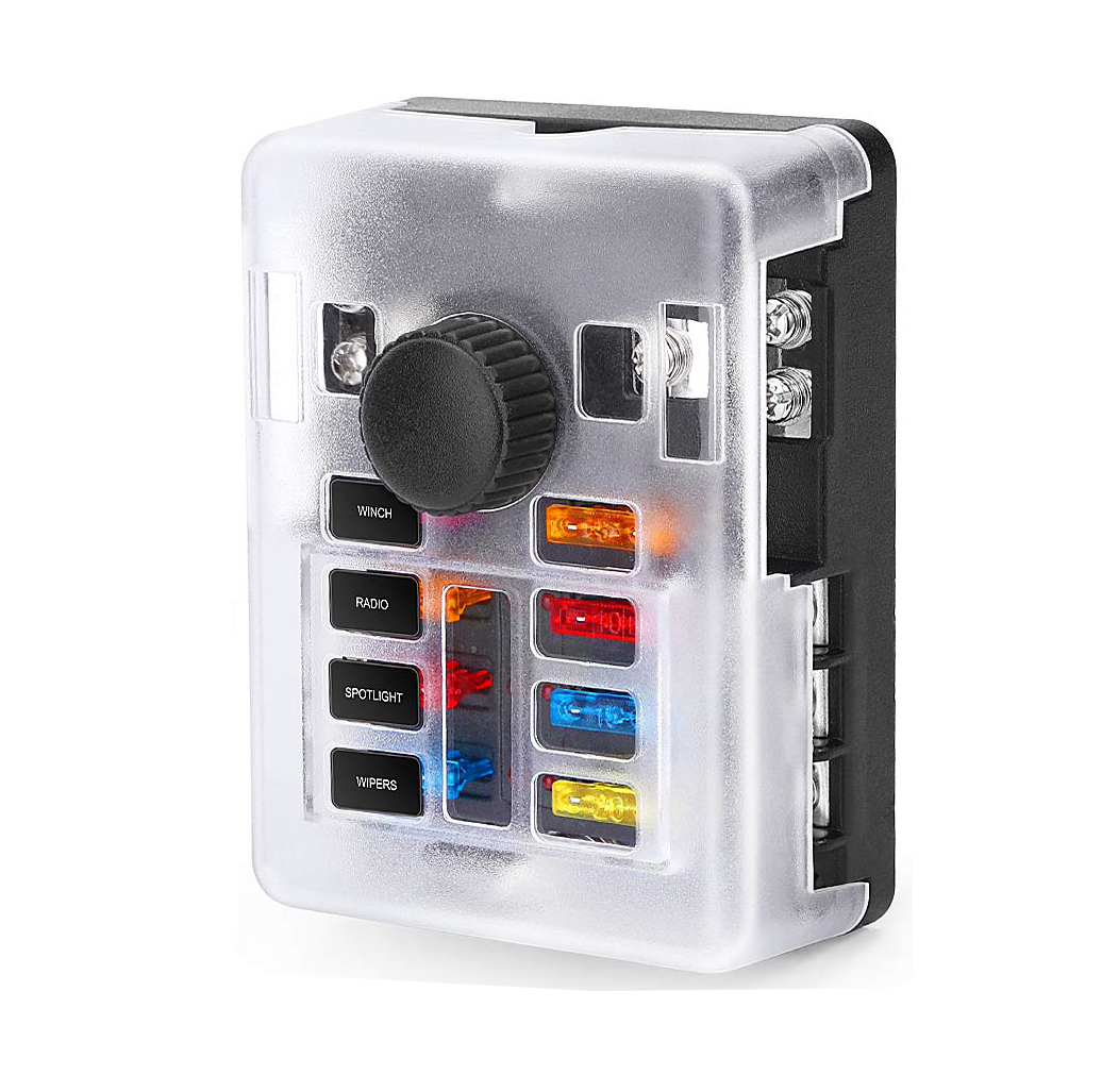 Модернизированный 6 Way блок предохранителей с накатанной головкой и светодиодный индикатор 6 цепи лезвие предохранителей держатель W/отрицательный автобус для детей возрастом от 12V/24V Авто