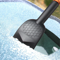 Pelle extensible 3-en-1 avec grattoir ergonomique en mousse, brosse pivotante à poils en silicone et raclette pour pare-brise de voiture