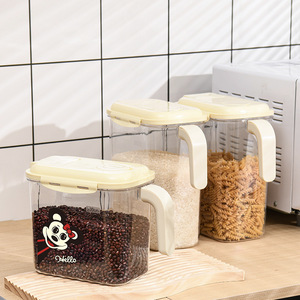 Transparent Food Grade Storage Jar 2500ml 3500ml With Lid For Grains Cereals Fruits Vegetables Rectangle Shape Multifunctional - Product Image 1