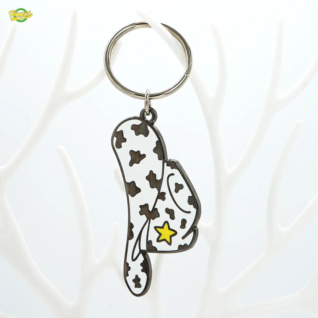 personalized custom 3d 2d hard soft enamel key chains hat shape cow pattern cool guy customized keychain