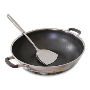 Nuevo producto <span class=keywords><strong>Wok</strong></span> Pan Hybrid <span class=keywords><strong>Wok</strong></span> de 12 pulgadas con tapa Woks reutilizables de acero inoxidable antiadherentes - Product Image 5