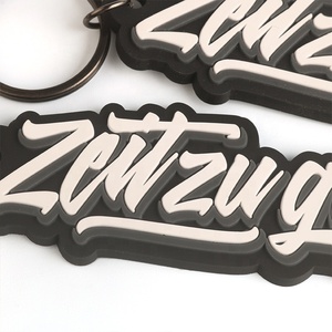 Bán Buôn Quà Tặng Tùy Chỉnh Nổi 3D Thương Hiệu Logo Đen Kim Loại Vòng Mềm PVC Cao Su Keychains Cho Hành Lý Túi Xách - Product Image 3