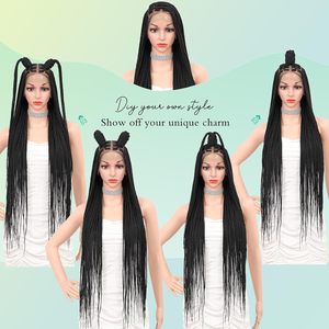 Parrucche Intrecciate per Donne, Senza Nodi, con Frontale in Pizzo HD Naturale, Capelli Neri con Baby Hair, Parrucca Box Braid 13x4 Pollici - Product Image 5